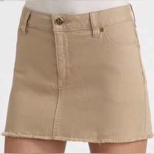 Tory Burch Cut Off Khaki Cotton Denim Mini Skirt Sz 30